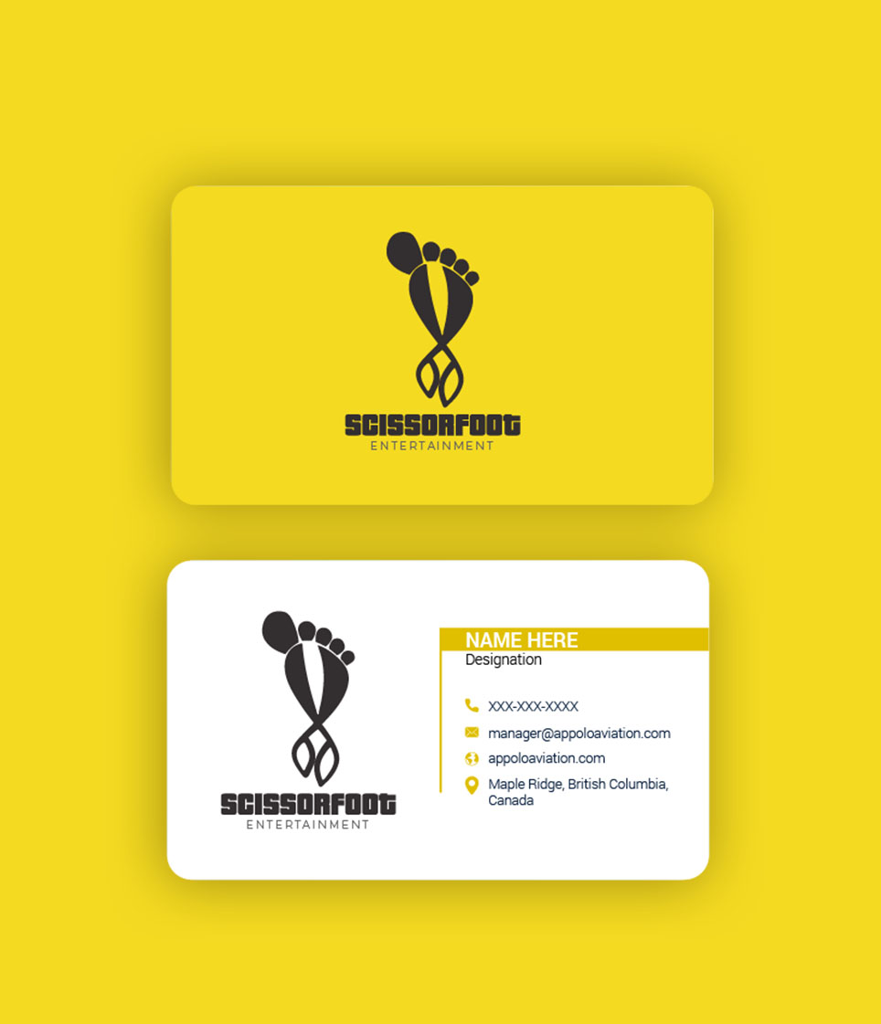 Logo and Business Card Design by AAn Creatives for ScissorFoot Entertainment | Design #24586446