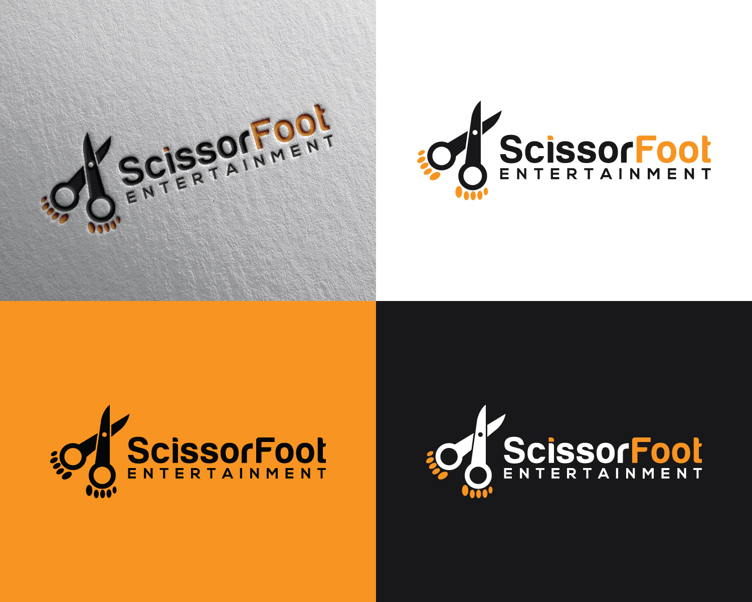 Logo and Business Card Design by MAWBM for ScissorFoot Entertainment | Design #24591268