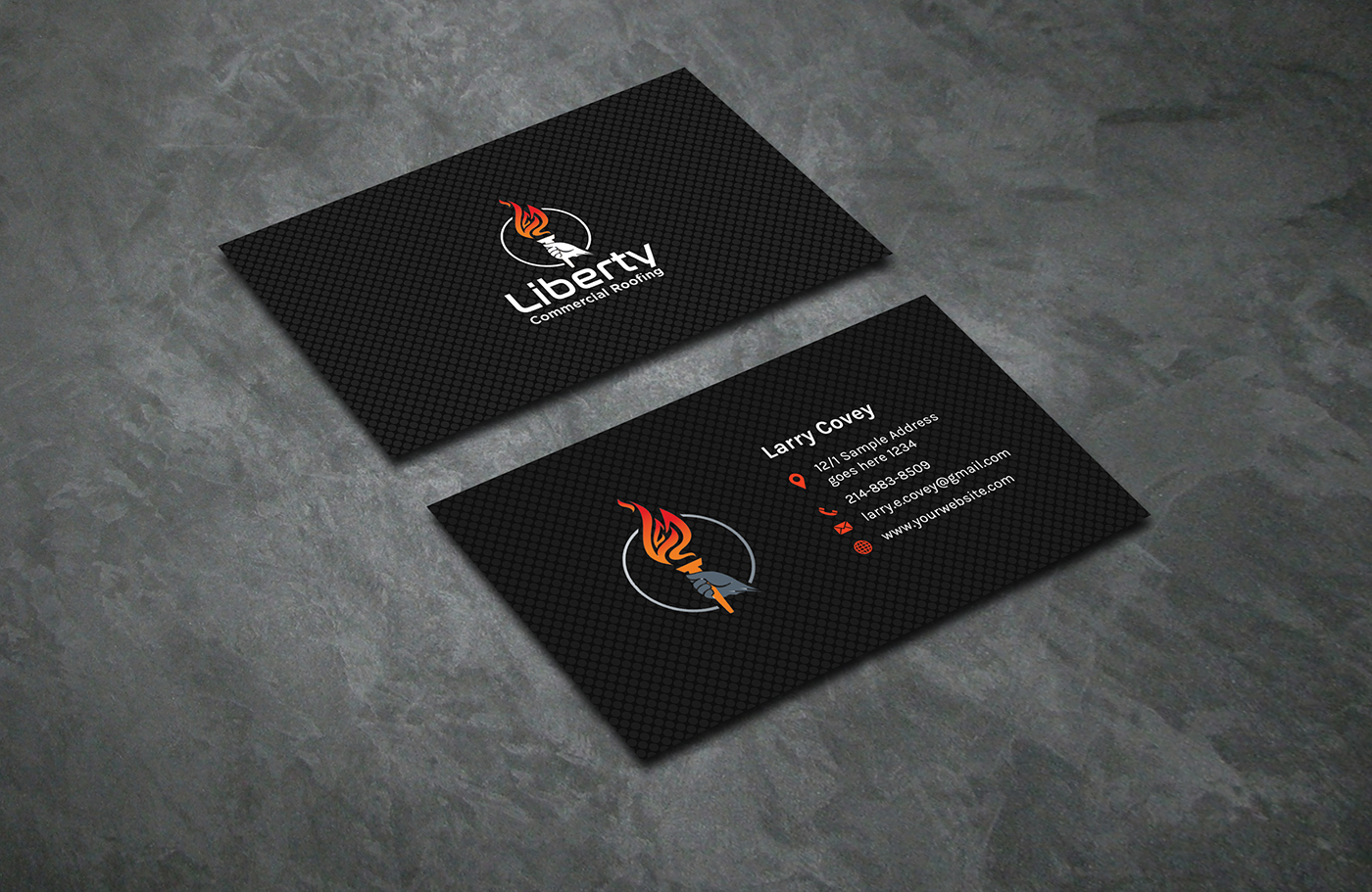 Business Card Design by Sarah Mathews for Liberty Commercial Roofing | Design #24571261