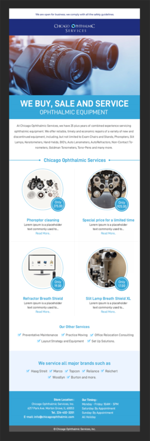 E-Mail Marketing-Design von Best Design Hub für Chicago Ophthalmic Services, Inc | Design: #24577055