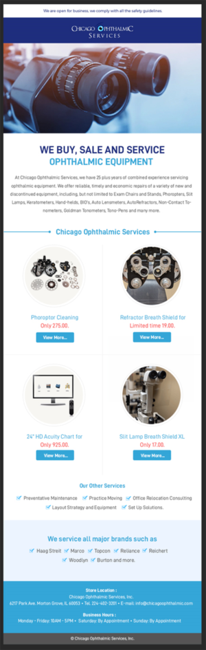 E-Mail Marketing-Design von Best Design Hub für Chicago Ophthalmic Services, Inc | Design: #24586882