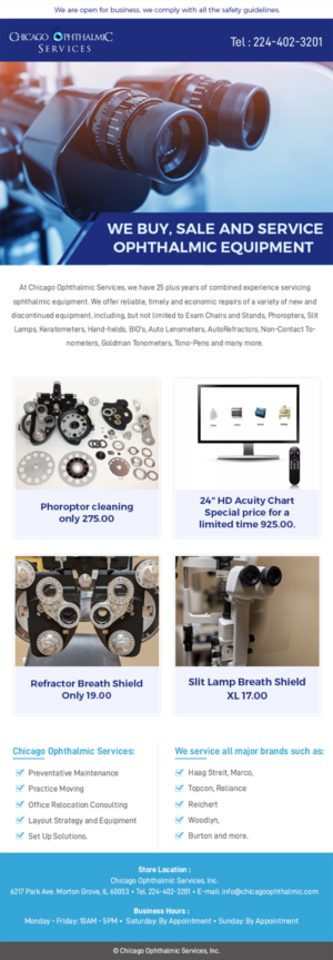 E-Mail Marketing-Design von Best Design Hub für Chicago Ophthalmic Services, Inc | Design: #24609345