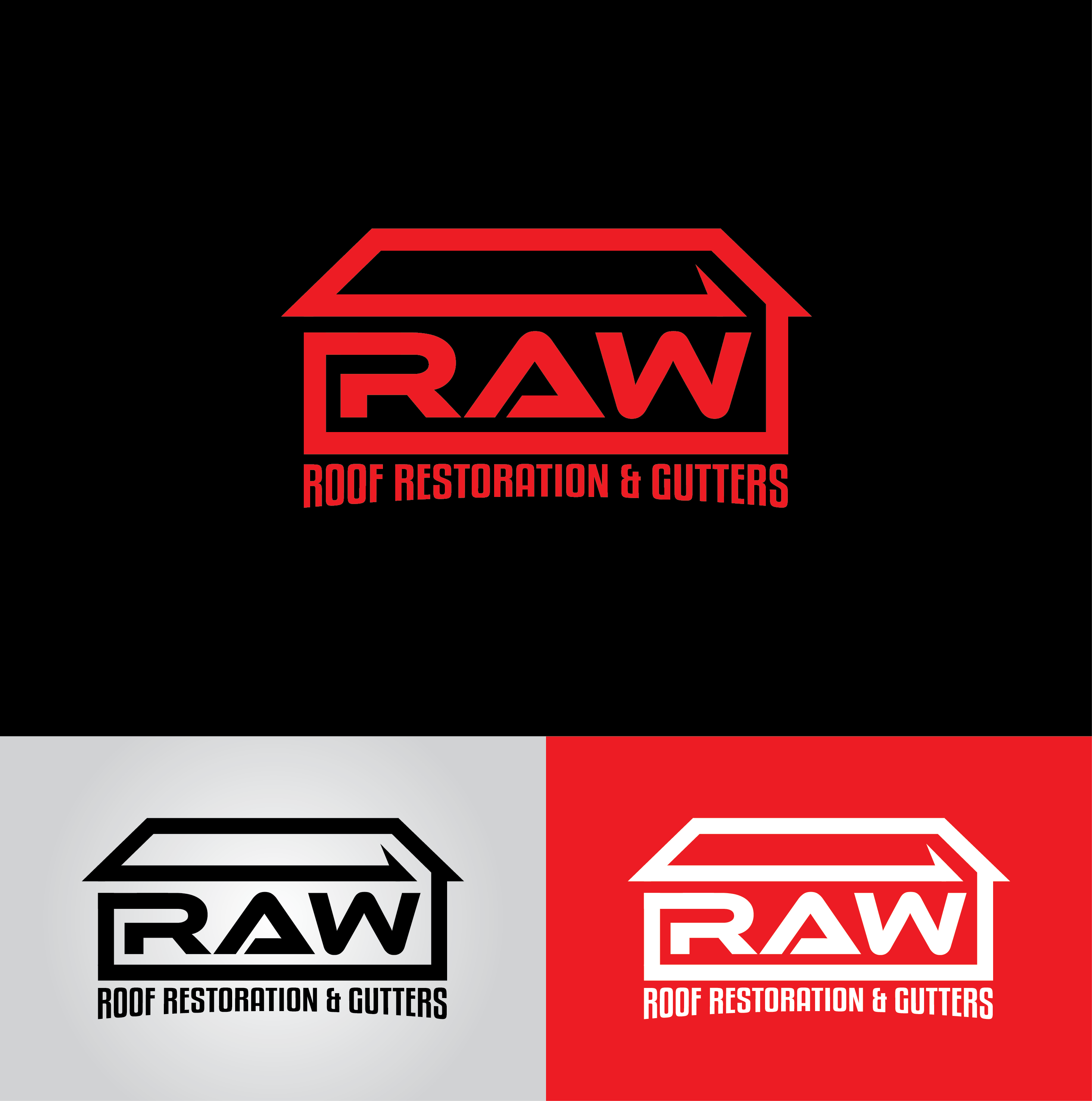 Logo Design by JE Designs for RAW Roof Restoration & Gutters | Design #24616398