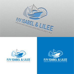 F/V Isabel & Lilee  Fresh Day boat sea scallops Wellfleet, MA | Logo Design by tejo
