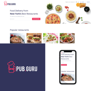 pub.guru (maybe tagline: effortless all-in-one order and delivery management designed BY publicans, FOR publicans | Logo Design by FourtuneDesign