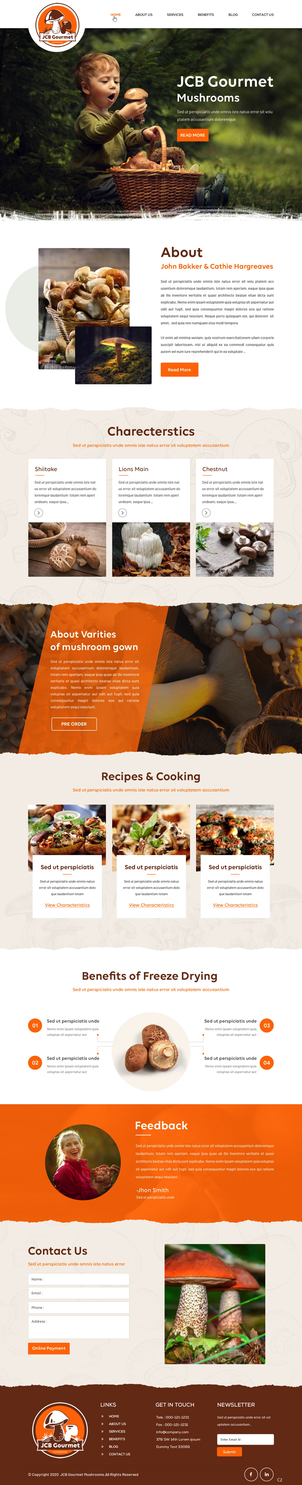 Web Design by pb for JCB Gourmet Mushrooms | Design #24625549