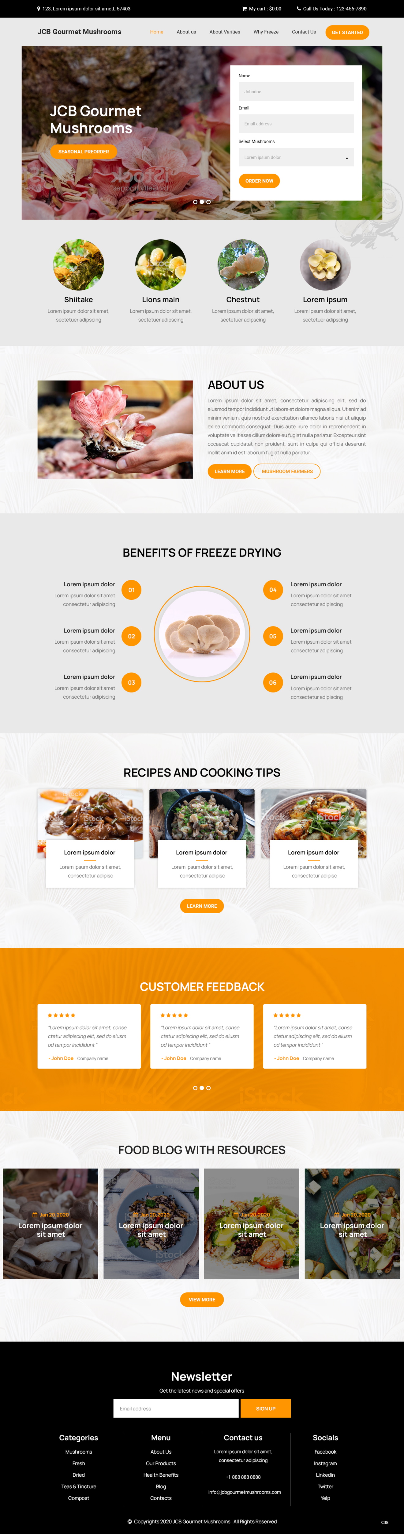 Web Design by pb for JCB Gourmet Mushrooms | Design #24625575