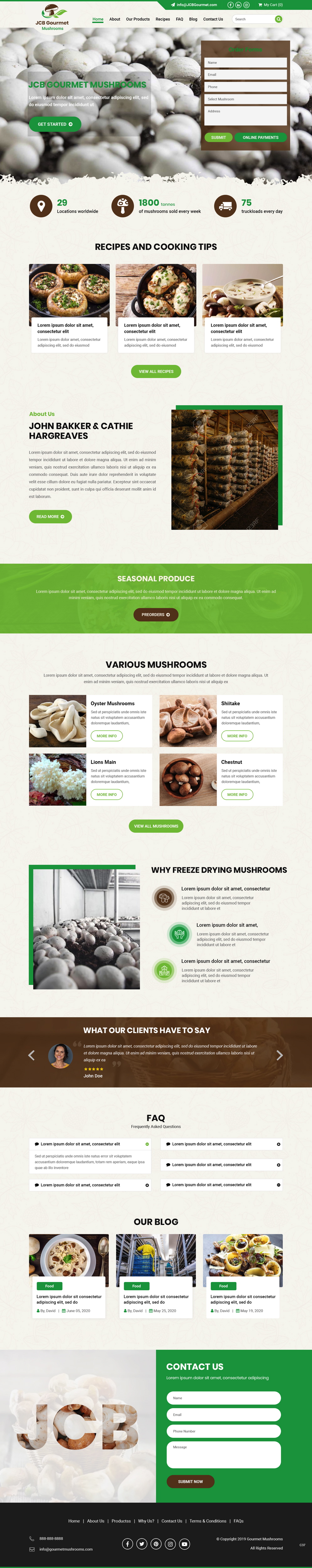 Web Design by pb for JCB Gourmet Mushrooms | Design #24625581