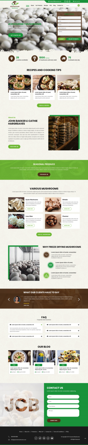 Web Design by pb for JCB Gourmet Mushrooms | Design: #24625581