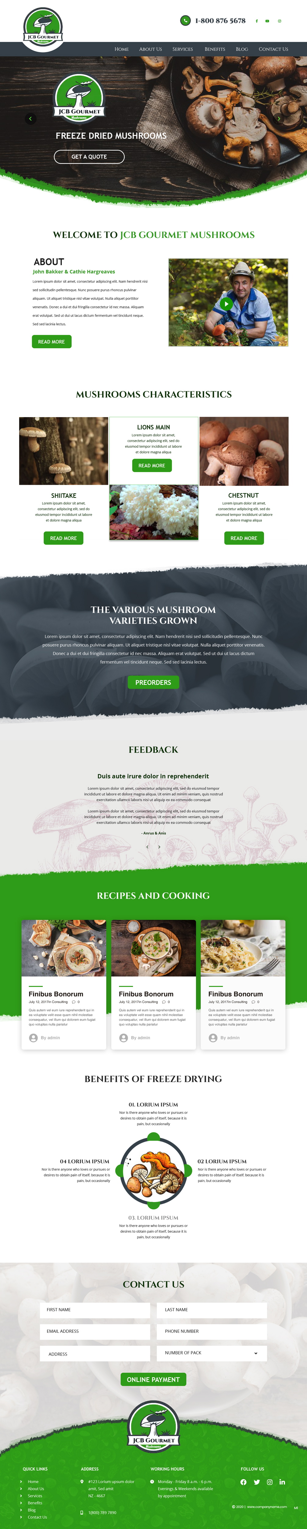 Web-Design von pb für JCB Gourmet Mushrooms | Design #24632932