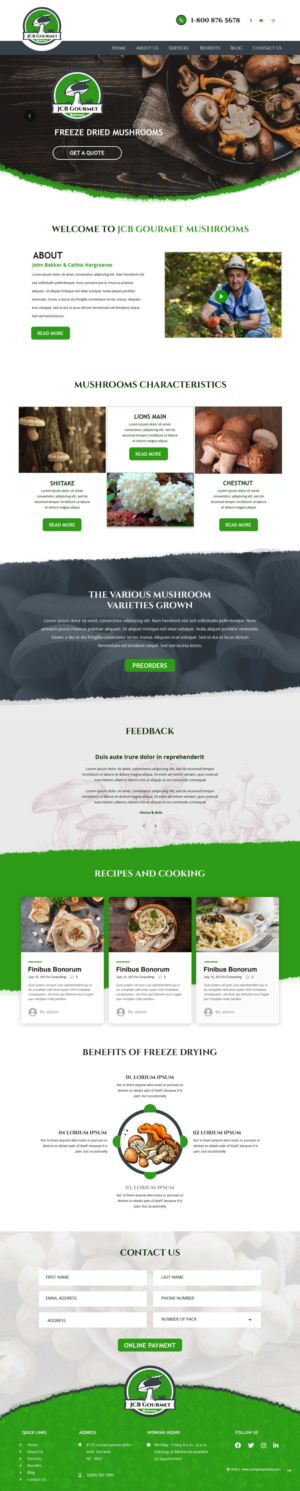 Web Design by pb for JCB Gourmet Mushrooms | Design: #24632932