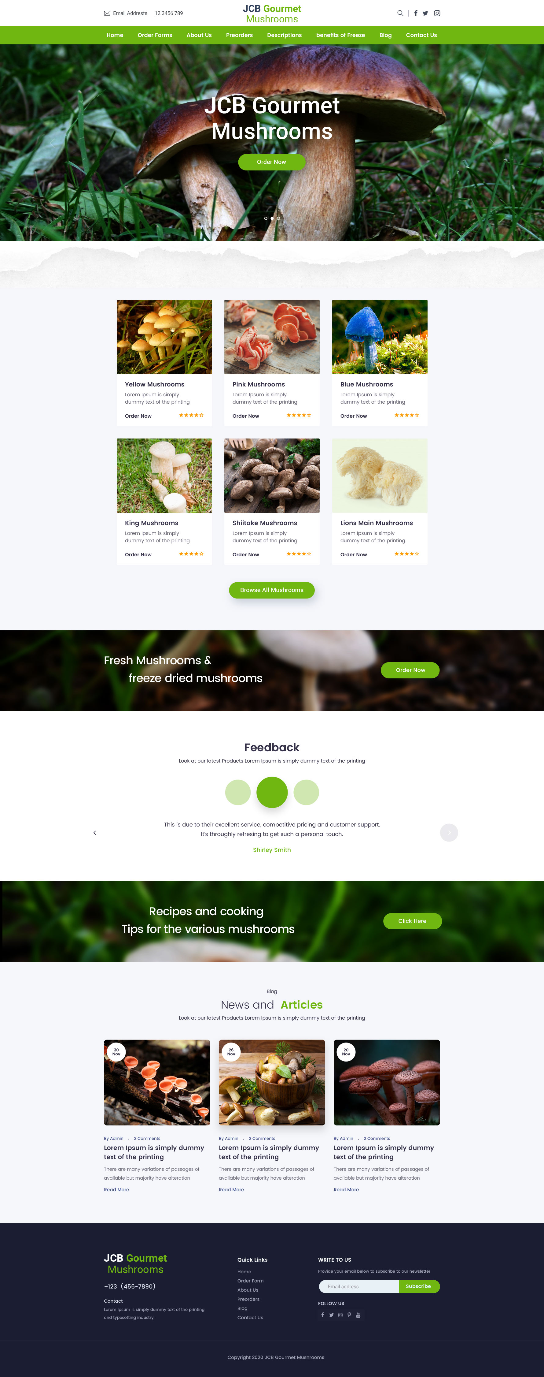 Web Design par Shijo John pour JCB Gourmet Mushrooms | Design #24624971