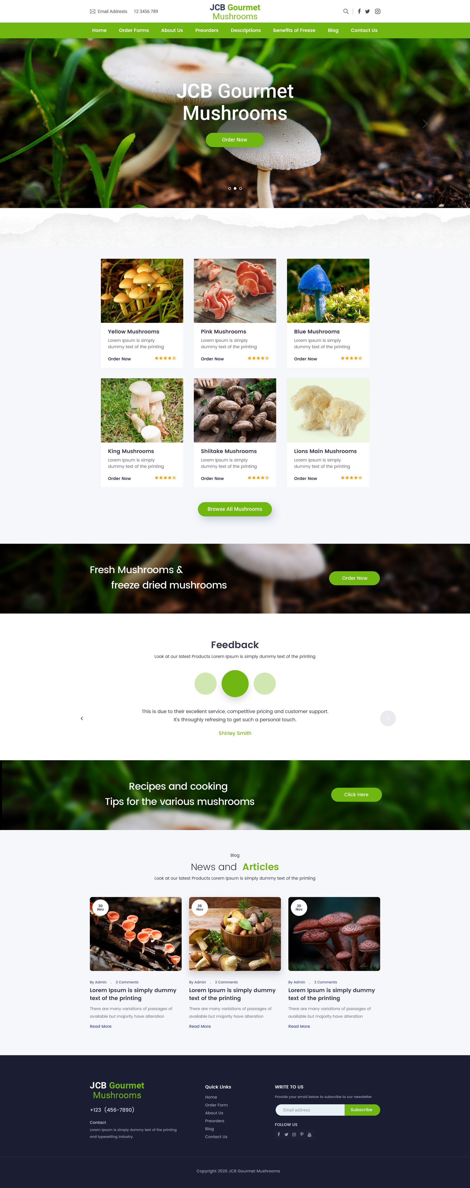 Web Design by Shijo John for JCB Gourmet Mushrooms | Design #24624972