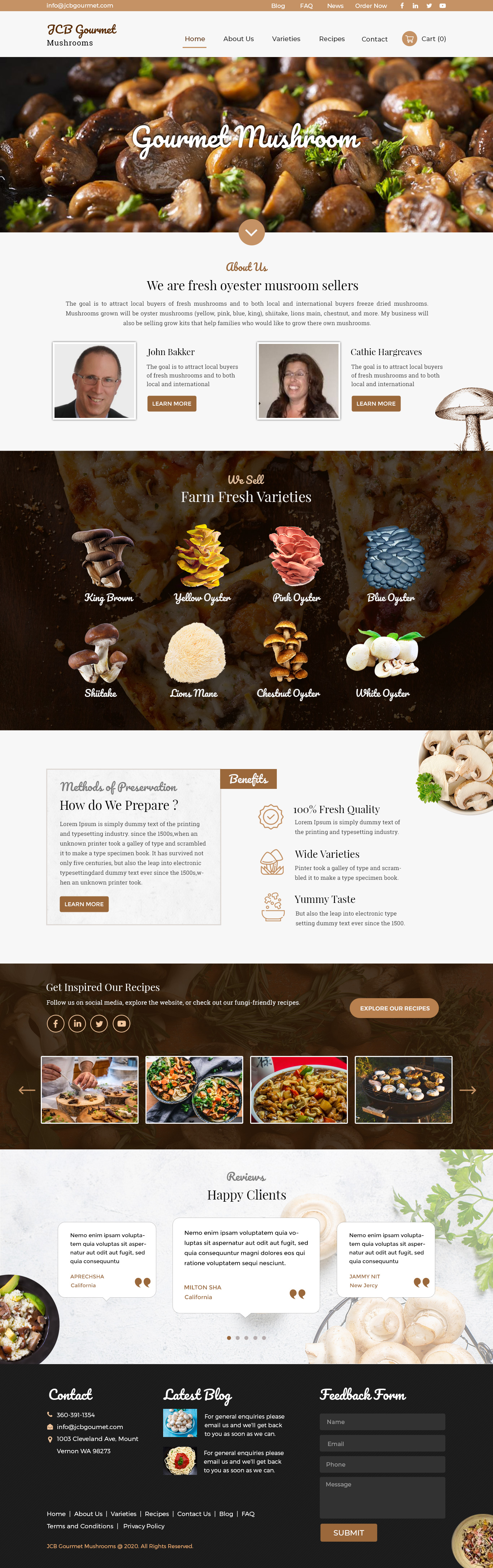 Web Design by Creative Slices for JCB Gourmet Mushrooms | Design #24623821