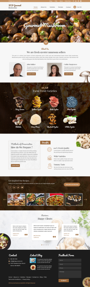 Web Design par Creative Slices pour JCB Gourmet Mushrooms | Design #24623821