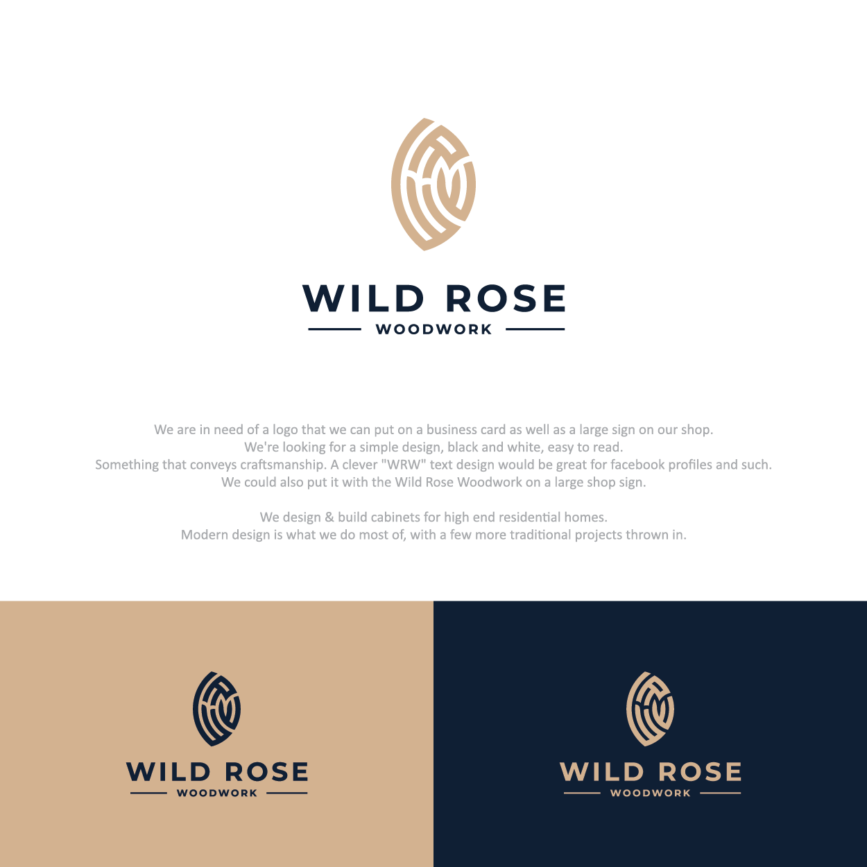 Logo Design by TerryBogard for Wild Rose Woodwork, LLC | Design #24620141