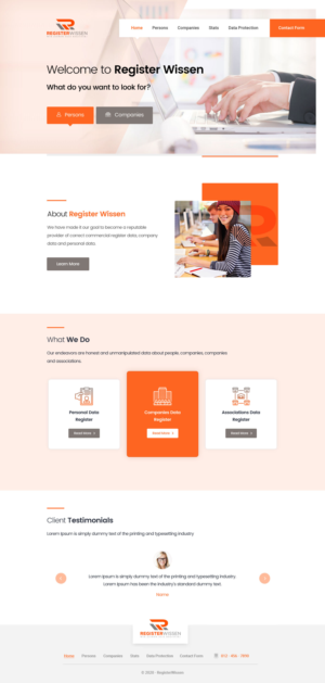 Webdesign plus CSS for a German company data register | Diseño Web por Shijo John
