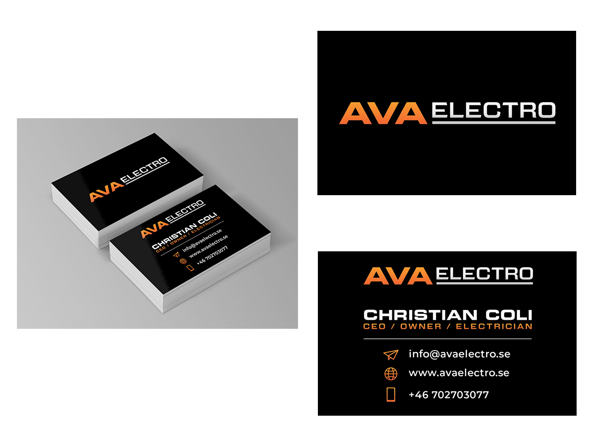 Business Card Design by Slant Line Media for AVA Electro AB | Design #24679649