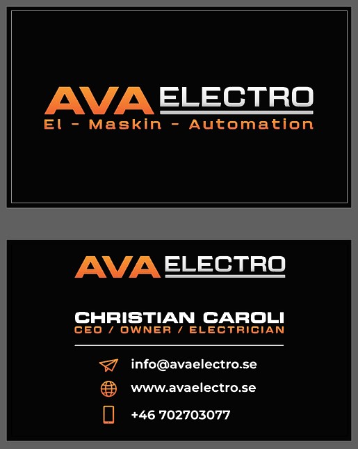 Business Card Design by Slant Line Media for AVA Electro AB | Design #24680803