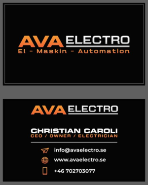 Visitenkarten-Design von Slant Line Media für AVA Electro AB | Design: #24680803
