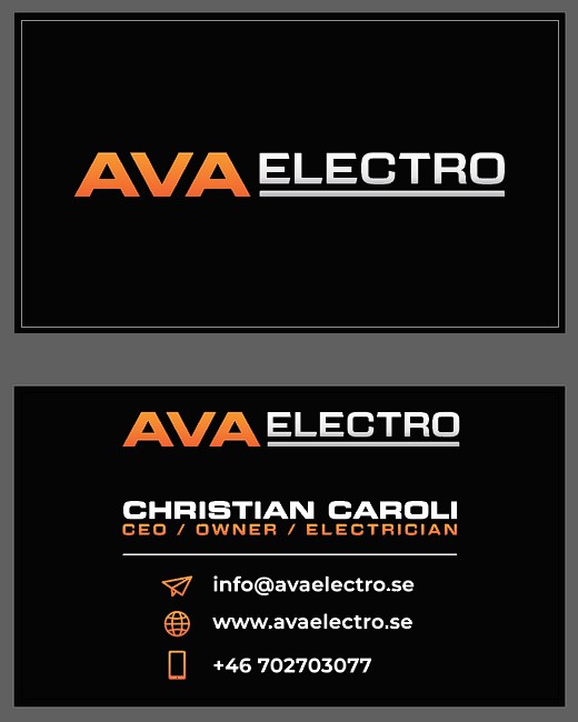 Business Card Design by Slant Line Media for AVA Electro AB | Design #24680818