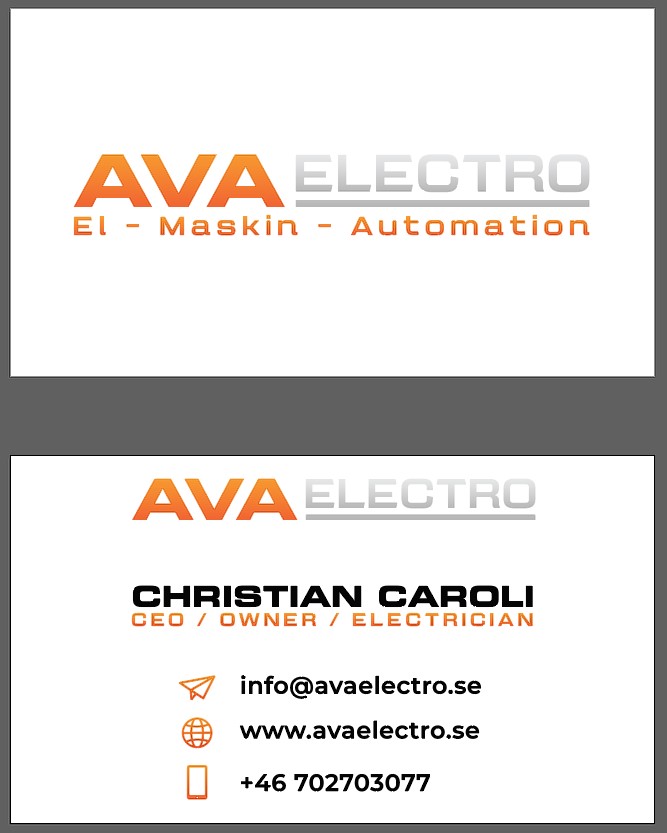 Business Card Design by Slant Line Media for AVA Electro AB | Design #24680889