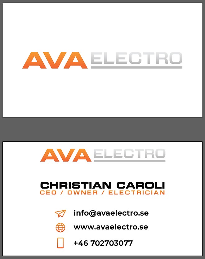 Business Card Design by Slant Line Media for AVA Electro AB | Design #24680890