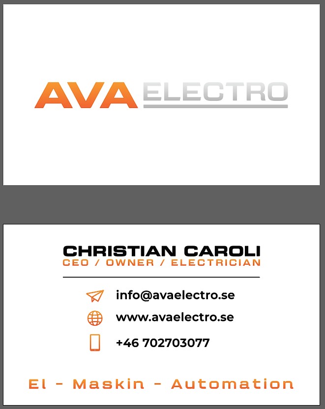 Business Card Design by Slant Line Media for AVA Electro AB | Design #24684747