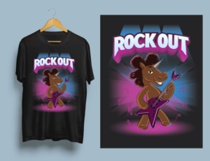 Rockstar Unicorn Tee with Afro Puff Mohawk! | Diseño de Camiseta por Phantom007