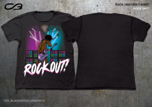 Rockstar Unicorn Tee with Afro Puff Mohawk! | Diseño de Camiseta por Col 3