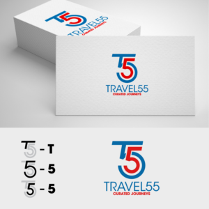 Travel55   (with bi-line of)   '..... curated journeys' | Design de Logo par ICKE