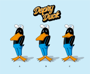 Cartoonish Depressed Duck is a character in the style of rick and morty.. he’s had it rough lately  | Graphic Design by Al Pech