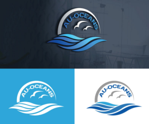 AU-OCEANS .... I want letters incorporated inside a water droplet and maybe an ocean logo below the droplet ... ideas attached | Logo Design by ZJ Design