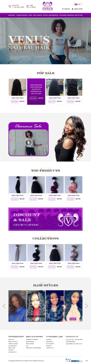 Web Design by pb for Venus Natural Hair | Design: #24729981