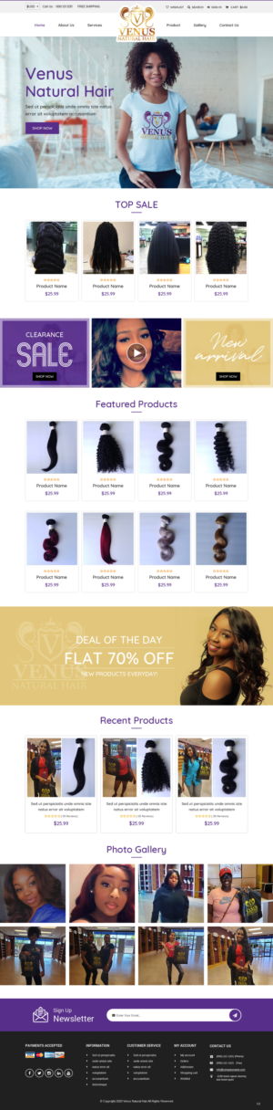 Web Design by pb for Venus Natural Hair | Design: #24729982