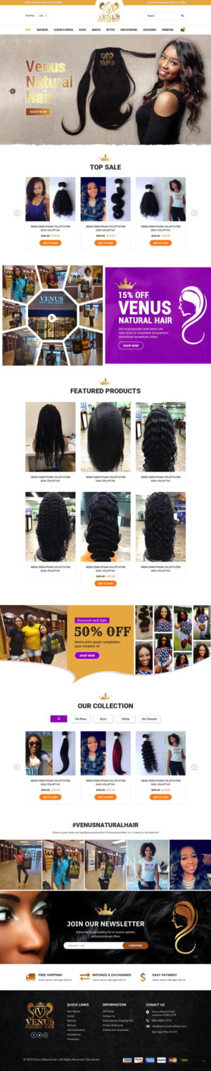 Web Design by pb for Venus Natural Hair | Design: #24729983