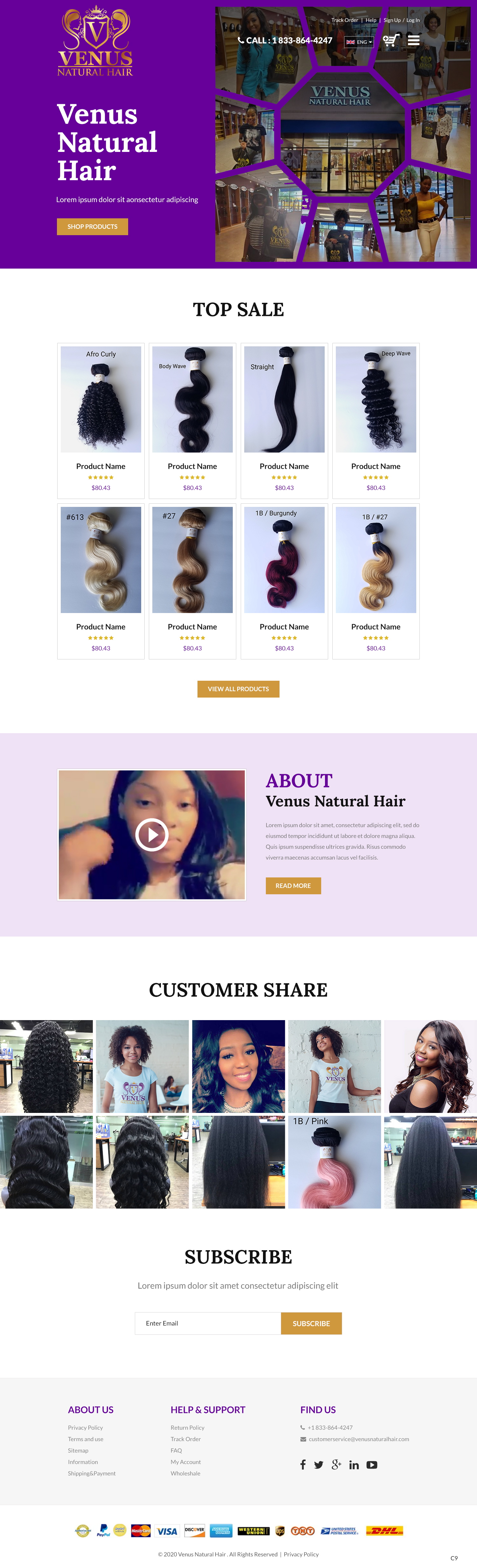 Web Design by pb for Venus Natural Hair | Design #24729984