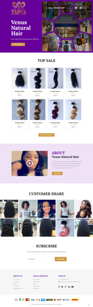 Web Design by pb for Venus Natural Hair | Design: #24729984