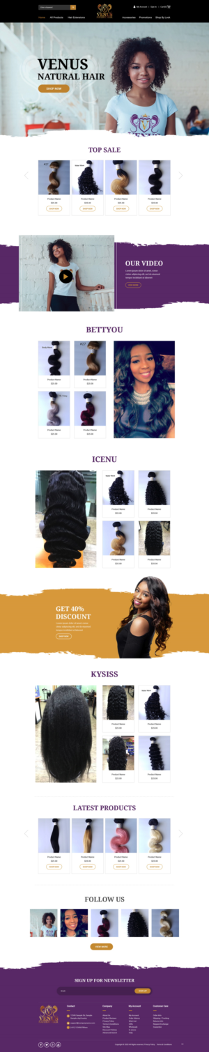 Web Design by pb for Venus Natural Hair | Design: #24729985