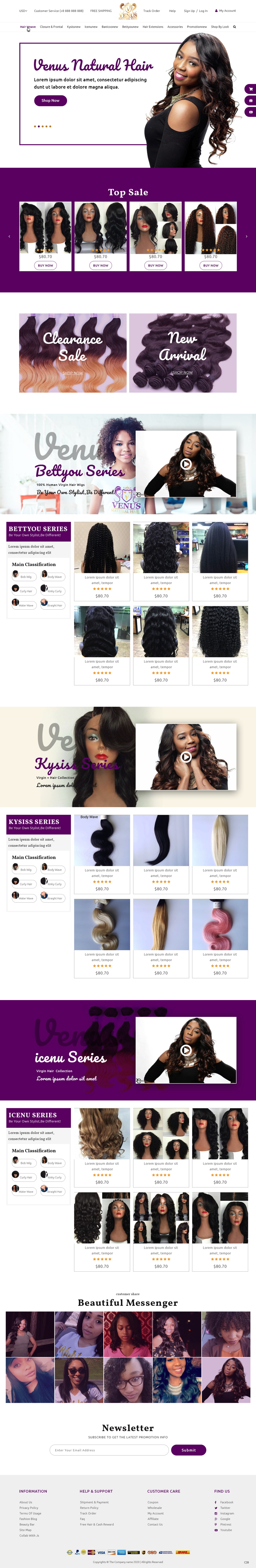 Web Design by pb for Venus Natural Hair | Design #24729987