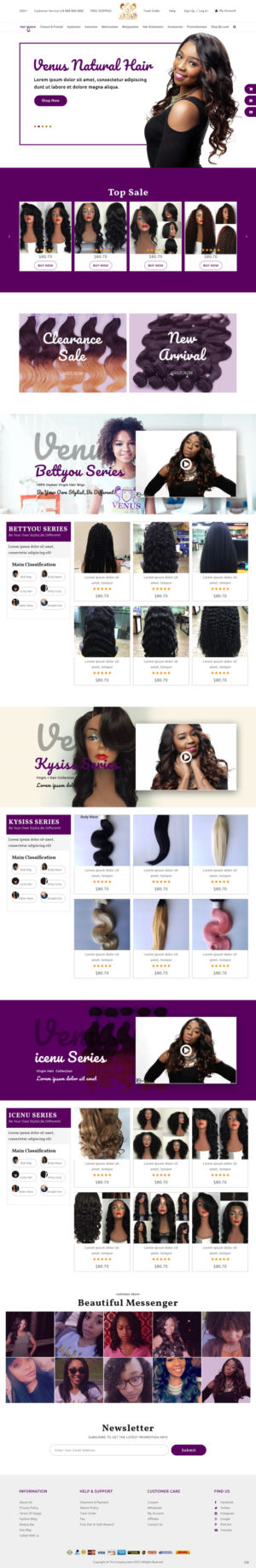 Web Design by pb for Venus Natural Hair | Design: #24729987