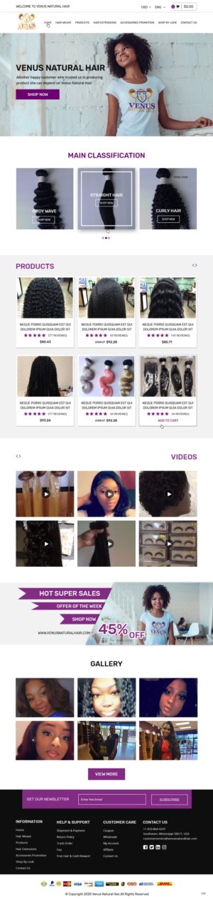 Web Design by pb for Venus Natural Hair | Design: #24729989