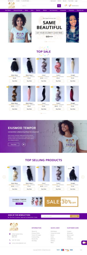 Web Design by pb for Venus Natural Hair | Design: #24729994