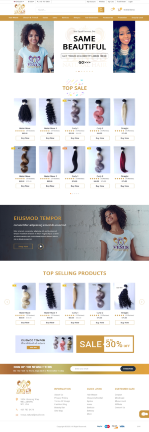 Web Design by pb for Venus Natural Hair | Design: #24729995