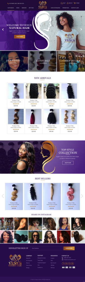 Web Design by pb for Venus Natural Hair | Design: #24729997