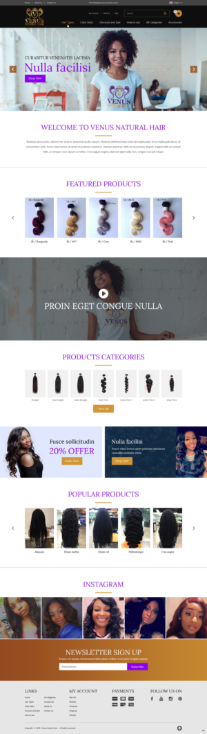 Web Design by pb for Venus Natural Hair | Design: #24729998