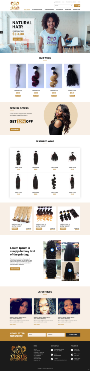 Web Design by pb for Venus Natural Hair | Design: #24730004