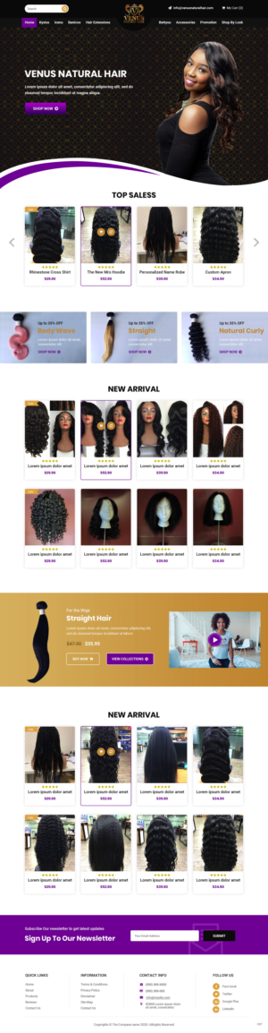 Web Design by pb for Venus Natural Hair | Design: #24738806