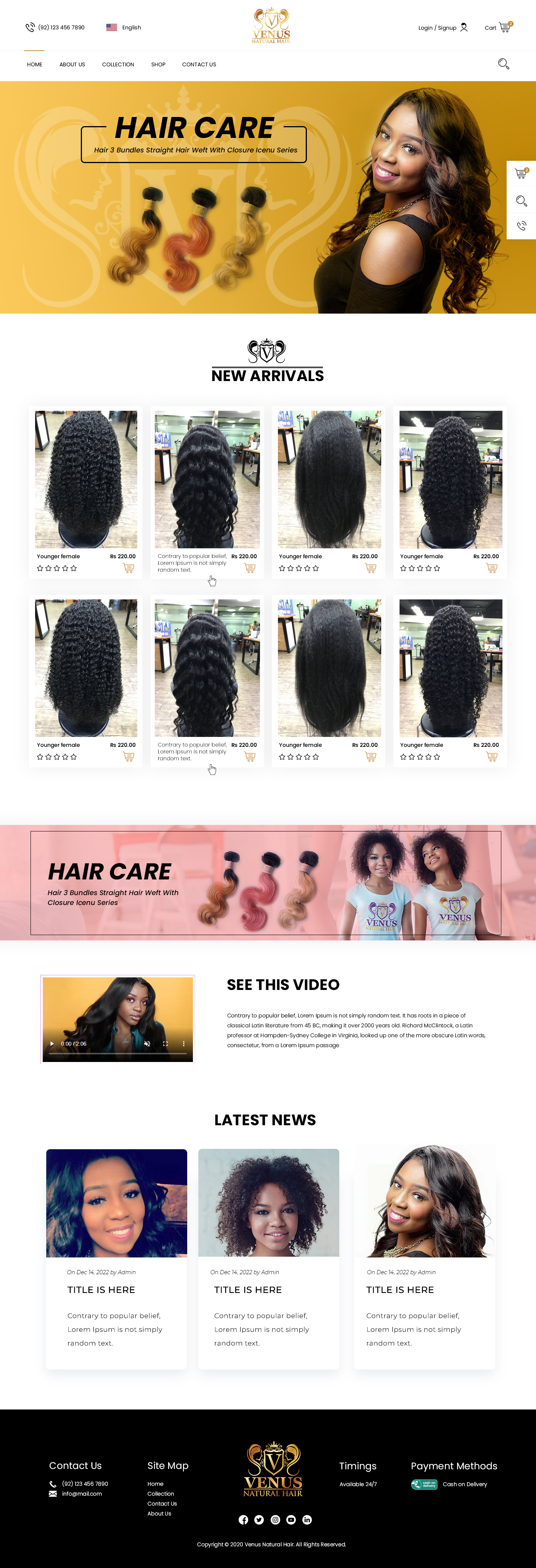 Web Design by ag622988 for Venus Natural Hair | Design #24777722