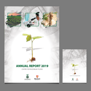 Centre for Rhizobium Studies (soil bacteria) Annual Report cover and back page | Design de Revue par Ashley Erasmus